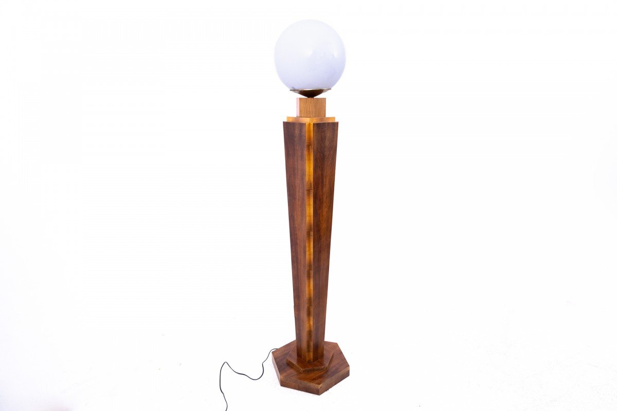 Art Deco Floor Lamp, Poland, Mid-20th Century. Restored.