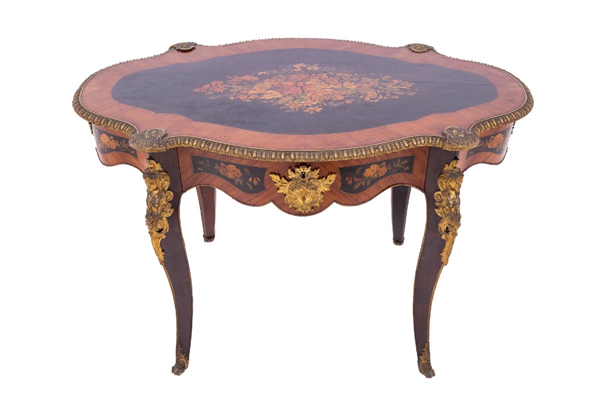 Table unique en marqueterie, France, vers 1880.-photo-2