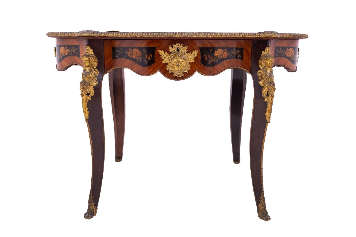 Table unique en marqueterie, France, vers 1880.-photo-3