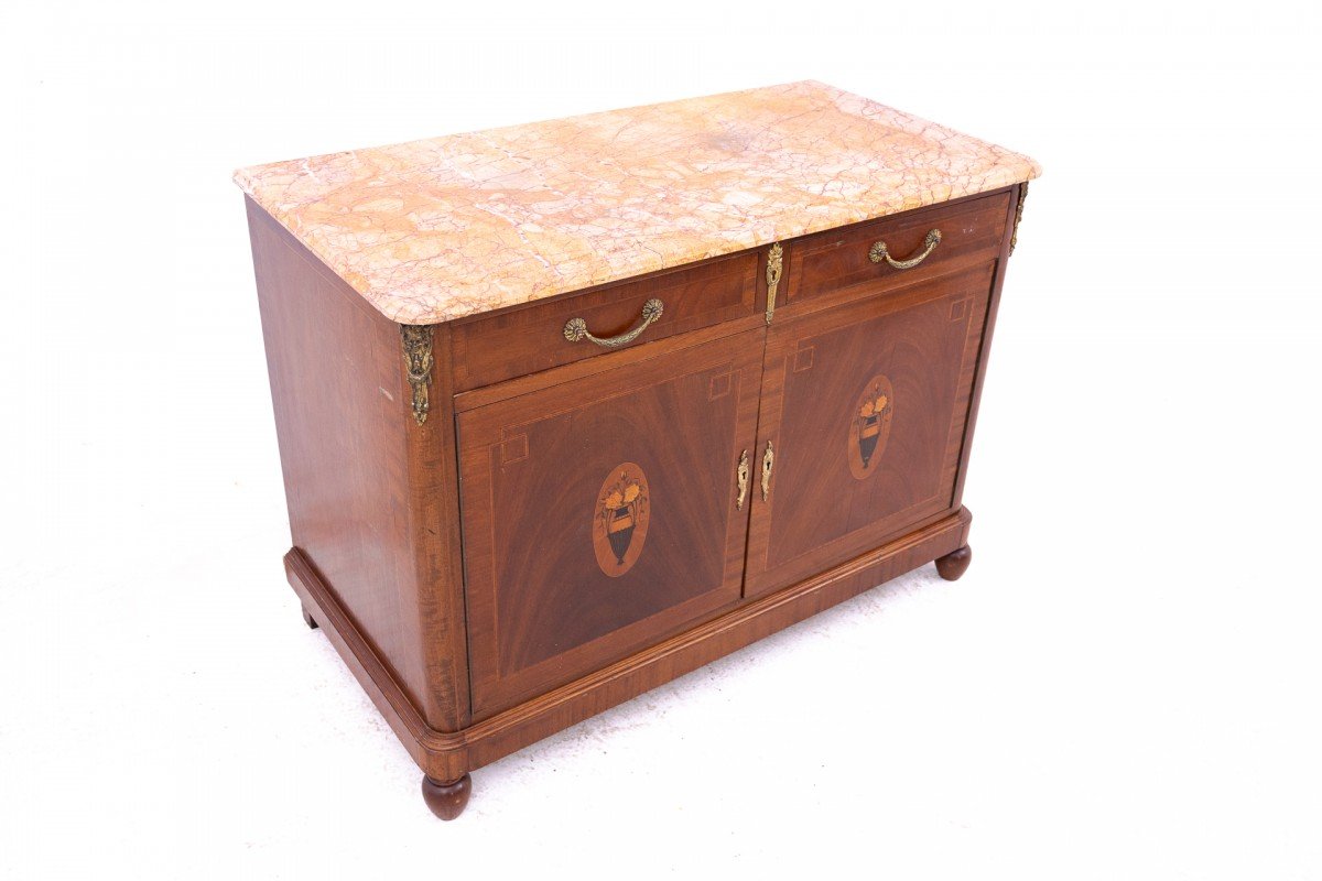 Commode ancienne à plateau en pierre, fin du XIXe siècle, France.-photo-1
