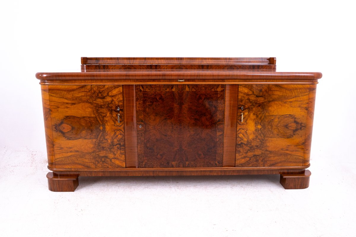 Antique Art Deco Chest Of Drawers/sideboard, Poland, Circa 1930. After Restoration.-photo-2