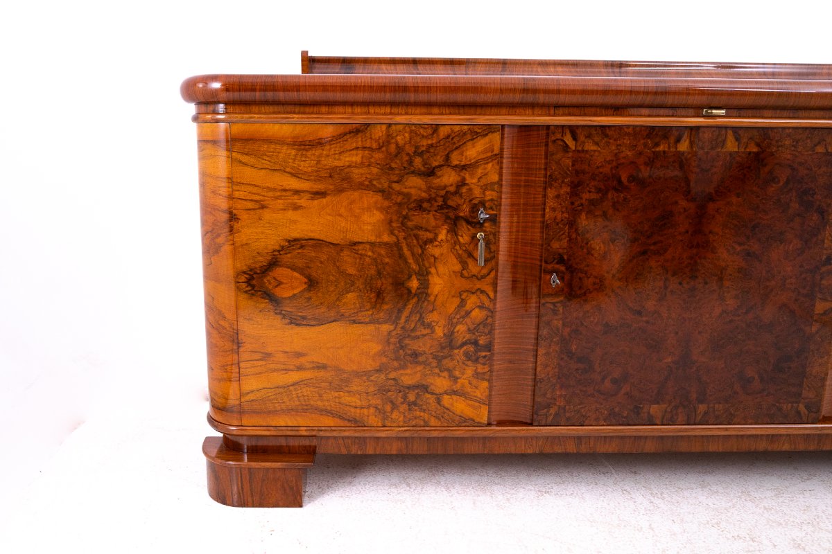 Antique Art Deco Chest Of Drawers/sideboard, Poland, Circa 1930. After Restoration.-photo-4