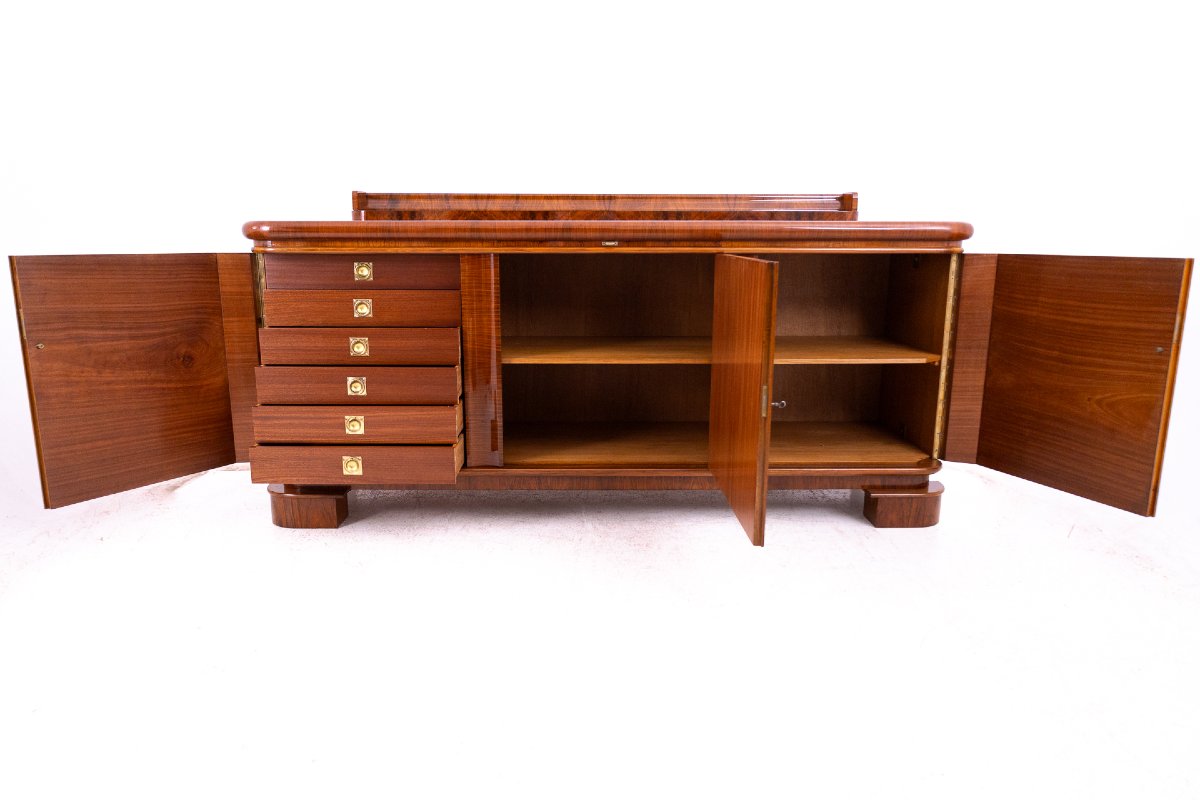 Antique Art Deco Chest Of Drawers/sideboard, Poland, Circa 1930. After Restoration.-photo-1