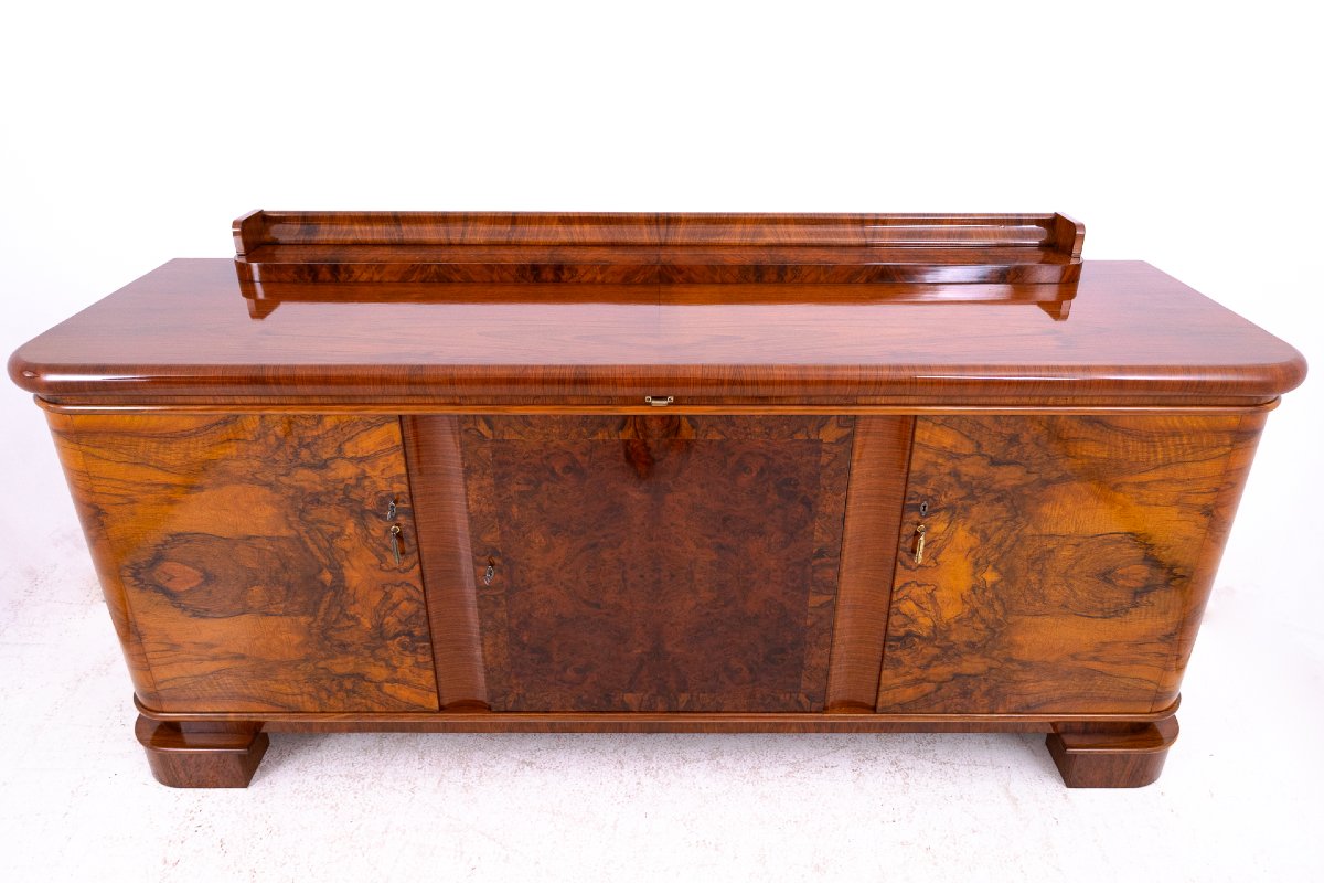 Antique Art Deco Chest Of Drawers/sideboard, Poland, Circa 1930. After Restoration.-photo-5