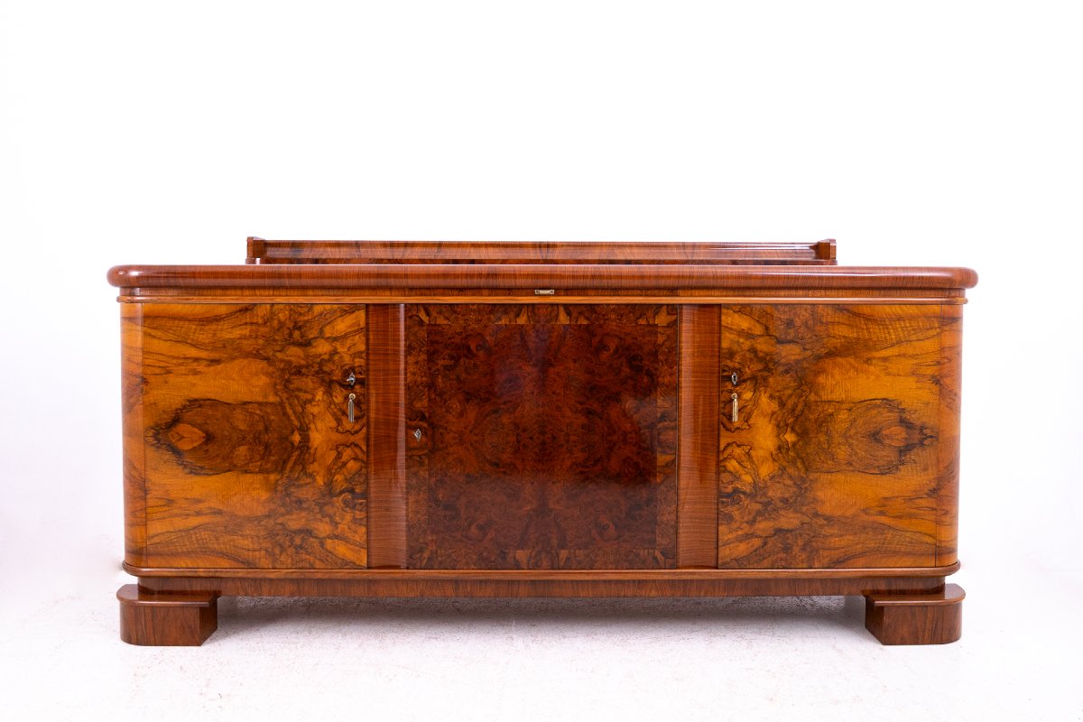 Antique Art Deco Chest Of Drawers/sideboard, Poland, Circa 1930. After Restoration.