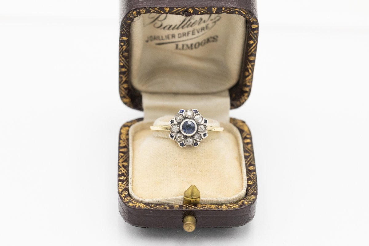 Bague ancienne en or avec saphirs et diamants, Autriche-Hongrie, 1872-1936.-photo-3
