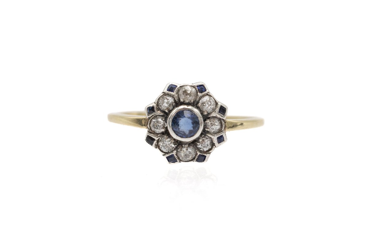 Bague ancienne en or avec saphirs et diamants, Autriche-Hongrie, 1872-1936.-photo-4