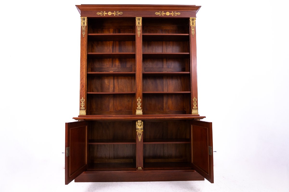 Stunning Empire-style Mahogany Desk With Bookcase, France.-photo-3
