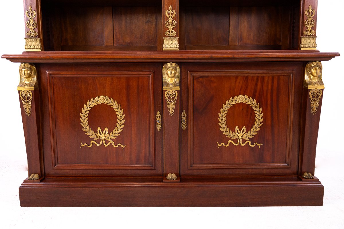 Stunning Empire-style Mahogany Desk With Bookcase, France.-photo-4