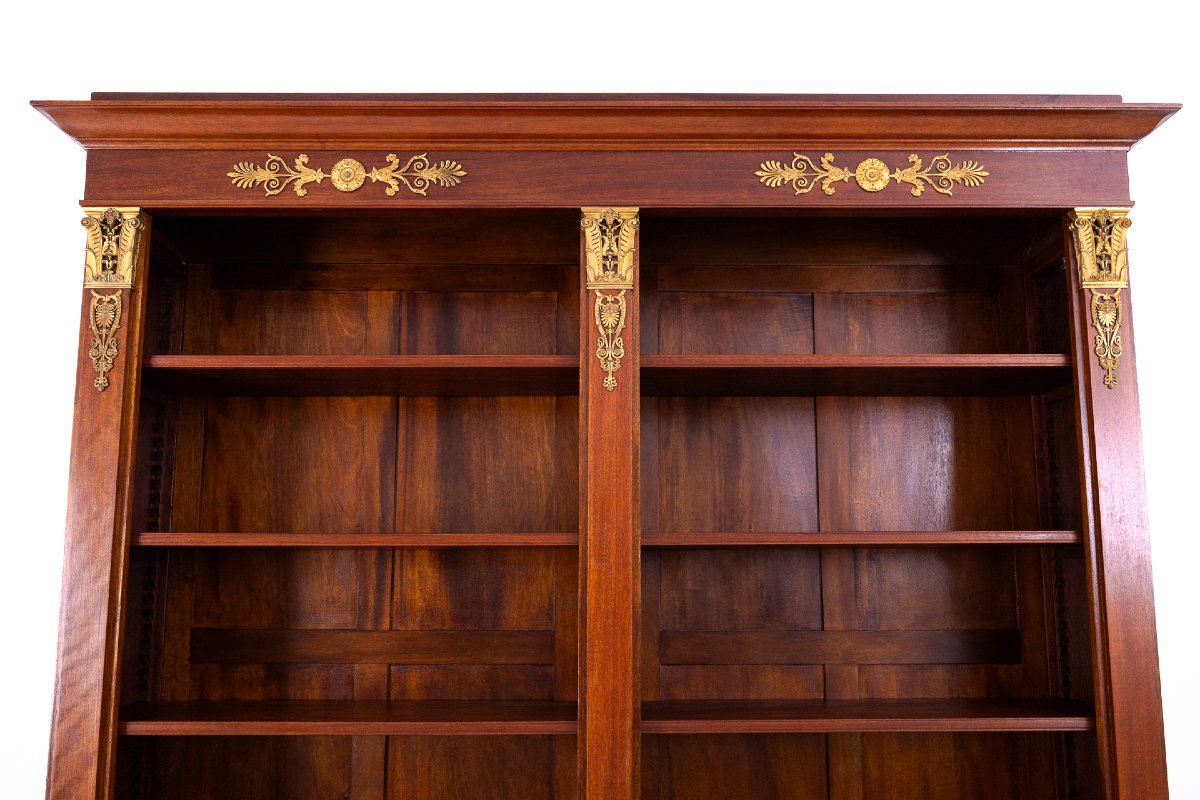 Stunning Empire-style Mahogany Desk With Bookcase, France.-photo-1