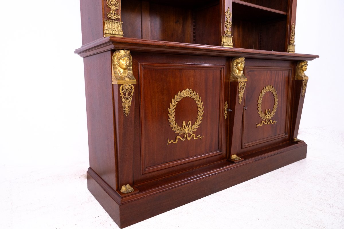 Stunning Empire-style Mahogany Desk With Bookcase, France.-photo-2