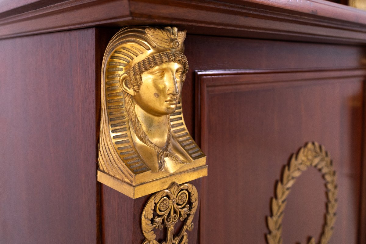 Stunning Empire-style Mahogany Desk With Bookcase, France.-photo-3