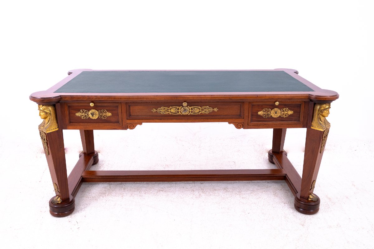 Stunning Empire-style Mahogany Desk With Bookcase, France.-photo-5