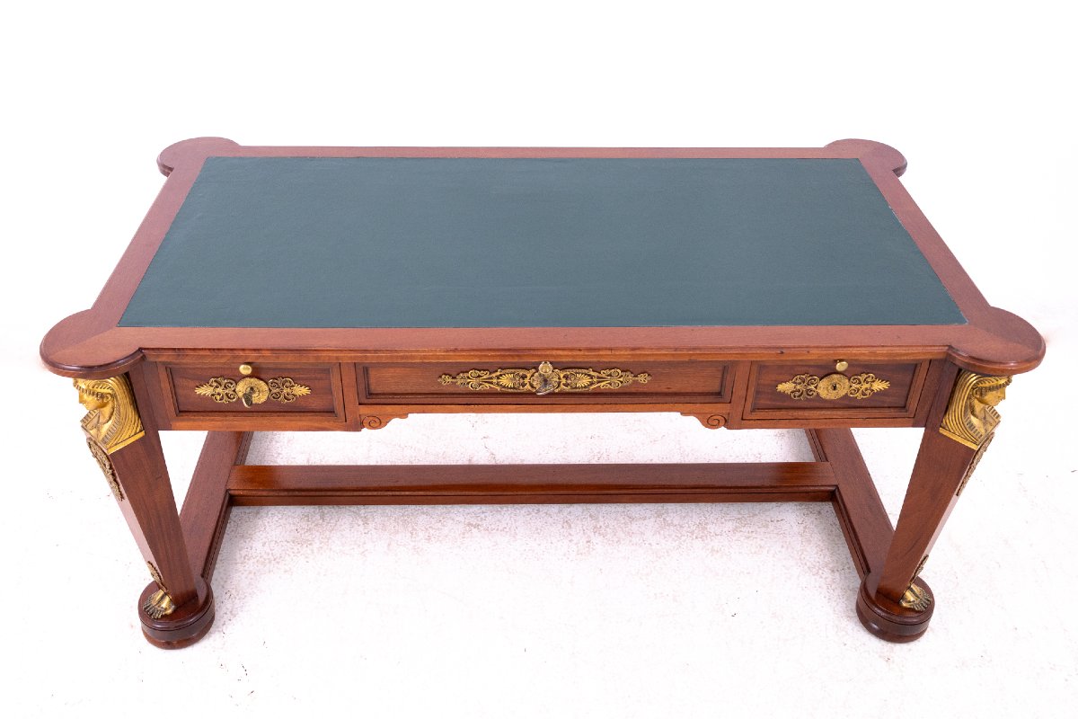 Stunning Empire-style Mahogany Desk With Bookcase, France.-photo-6