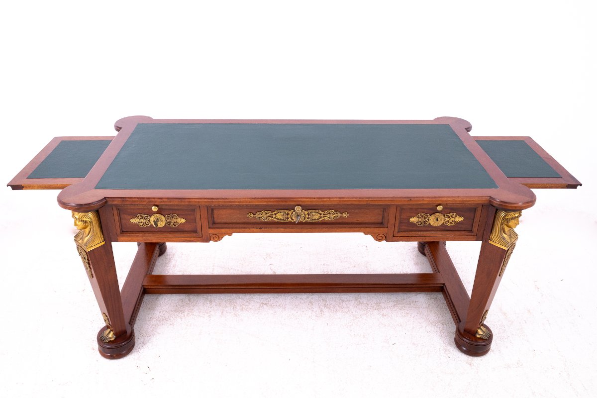 Stunning Empire-style Mahogany Desk With Bookcase, France.-photo-8