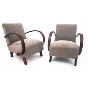 A Pair Of Art Deco Armchairs By J. Halabala From The 1930s, Czechoslovakia.