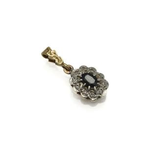 Pendentif Vintage Avec Diamants Et Saphir