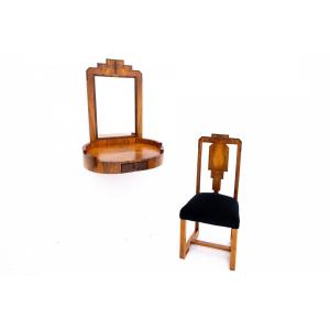 Dressing Table With Art Deco Style Chair, Poland, Mid-20th Century.