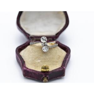Antique Toi Et Moi Ring With Old Cut Diamonds, Early 20th Century