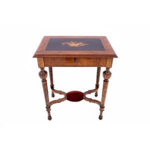 Inlaid Table - Wire, Walnut, Northern Europe, Circa 1880. After Renovation.