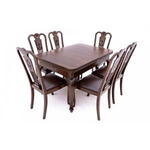Table With Chairs, Western Europe, Circa 1890. After Renovation.