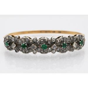 Antique Bracelet With Diamonds And Emeralds, Russia, End Of The 19th Century.