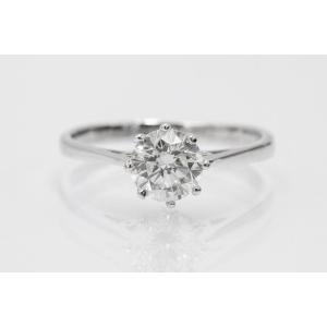 Bague solitaire contemporaine majestueuse avec diamant H/SI2 de 1,28 ct