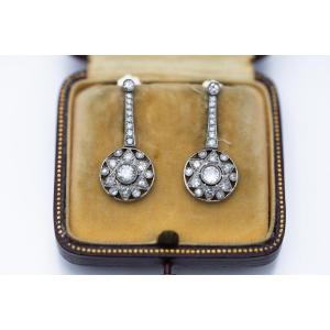 Boucles d'oreilles Art Déco vintage en or et platine avec motif étoile 1,04 ct Europe de l'Oues