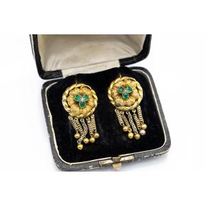 Boucles d'oreilles anciennes Biedermeier, Autriche-Hongrie, fin du XIXe siècle