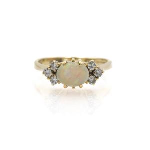 Vintage Gold, Opal And Diamond Ring, United Kingdom