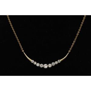 Elegant Gold Necklace Set With 1.80 Ct Antique Brilliant-cut Diamonds