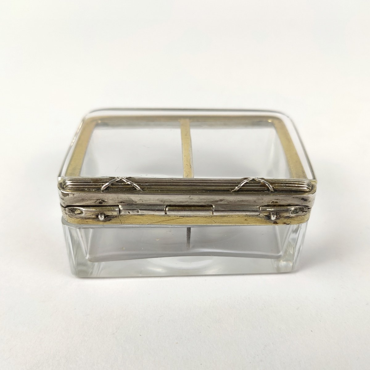 Interesting Double Box Or Box In Glass, Sterling Silver And Vermeil. St. Louis XVI-photo-4