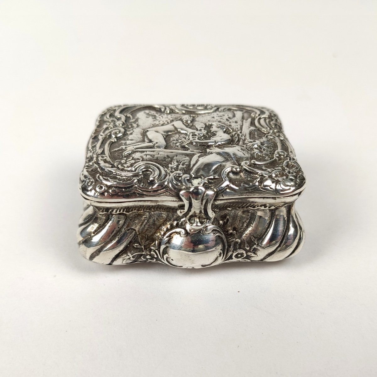 Hanau: Rockery Snuff Box In Sterling Silver, Romantic Decor. 19th Century In The 18th Century Taste-photo-4