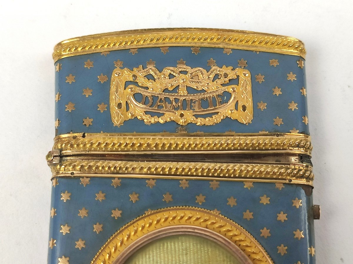  Etui à Tablettes Souvenir D’amitié Ou Carnet De Bal XVIIIe En Or, Vermeil Et Laque Piquée. -photo-6