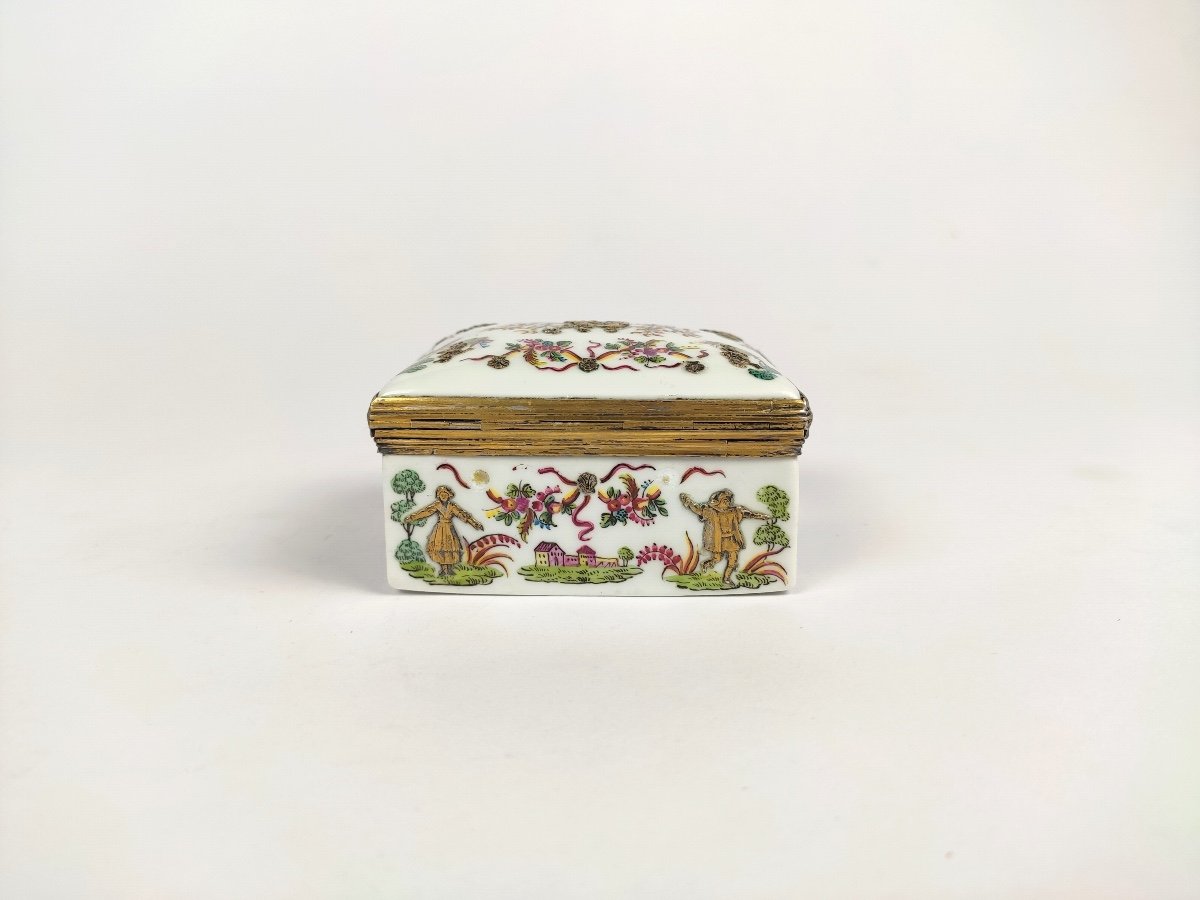 Samson : Rare Tabatière En Porcelaine, Monture Et Appliques En Vermeil. Argent Massif. Fin XIXe-photo-1