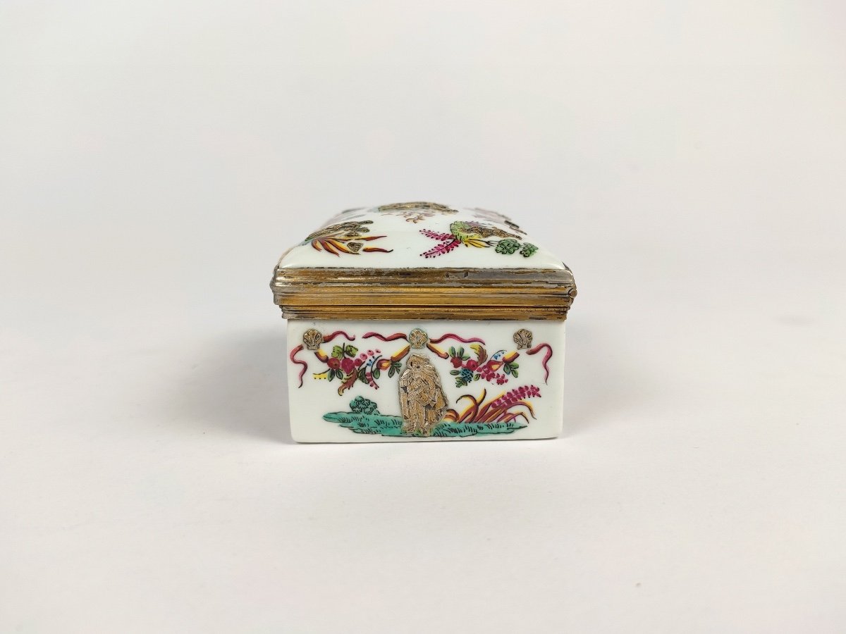 Samson : Rare Tabatière En Porcelaine, Monture Et Appliques En Vermeil. Argent Massif. Fin XIXe-photo-2