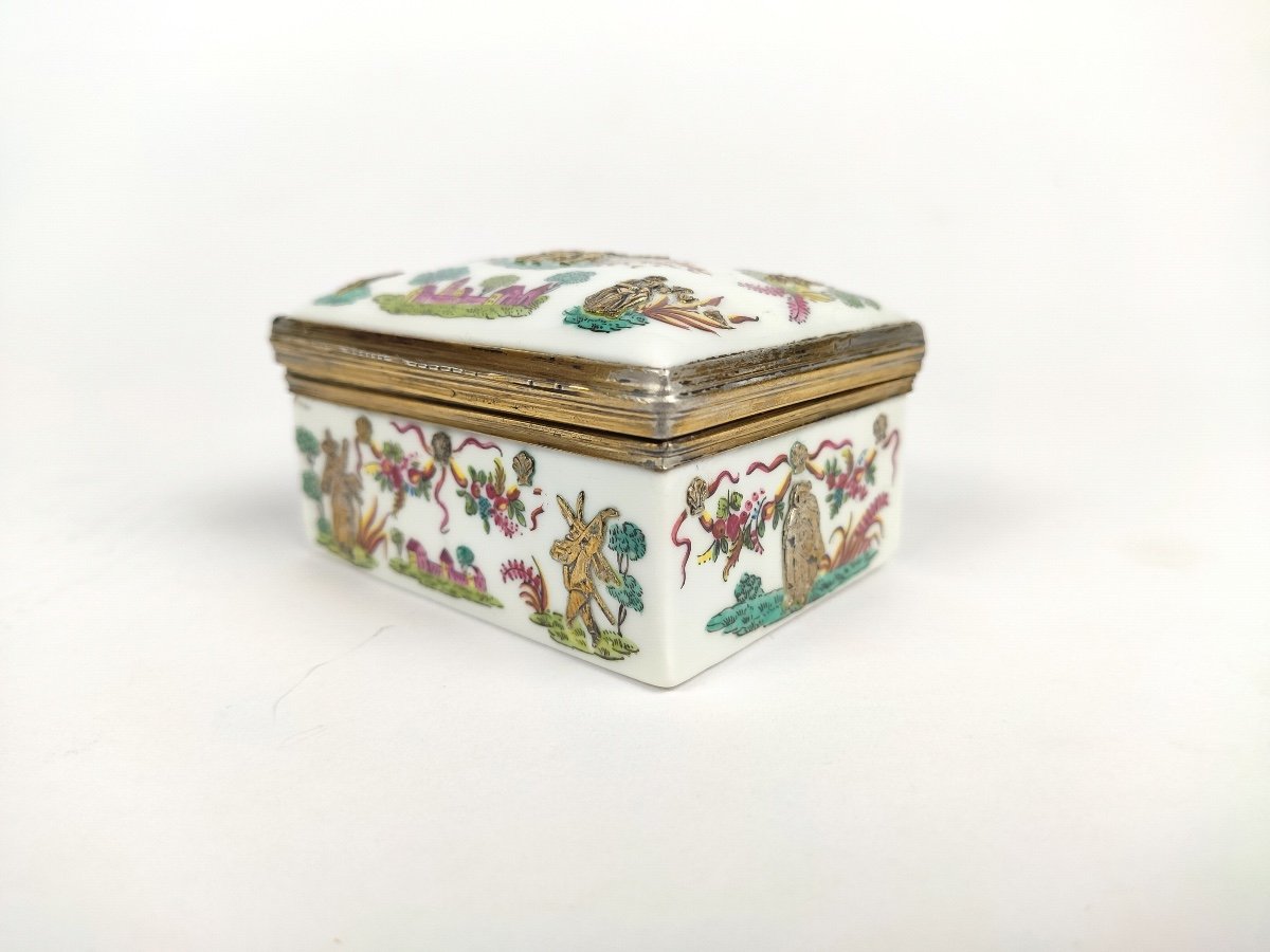 Samson : Rare Tabatière En Porcelaine, Monture Et Appliques En Vermeil. Argent Massif. Fin XIXe-photo-6