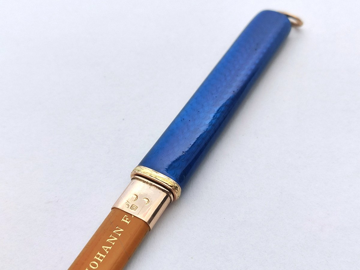 Fabergé X Andrei Adler : rare Porte Mine Crayon En Argent Et Or émaillé. Début Du XXe Siècle-photo-4