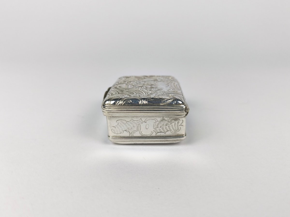 Romantic Snuff Box, Solid Silver 18th Century. Rocaille Decor, Louis XV Period, 18th Century-photo-2