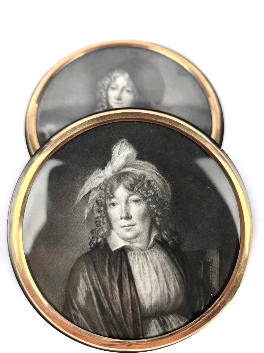 Jj Karpff, Dit Casimir (att): Very Rare Double Portrait On Paper; Gold-mounted Box C1800-photo-2