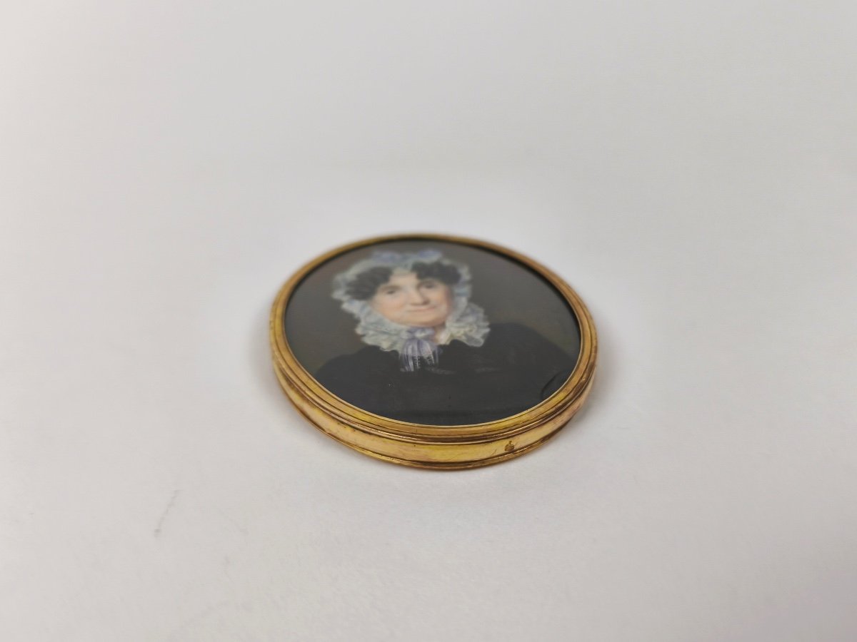 Pierre-louis Bouvier : Rare Portrait Miniature Peint De Femme. Fin XVIIIe - Déb XIXe. Genève-photo-5