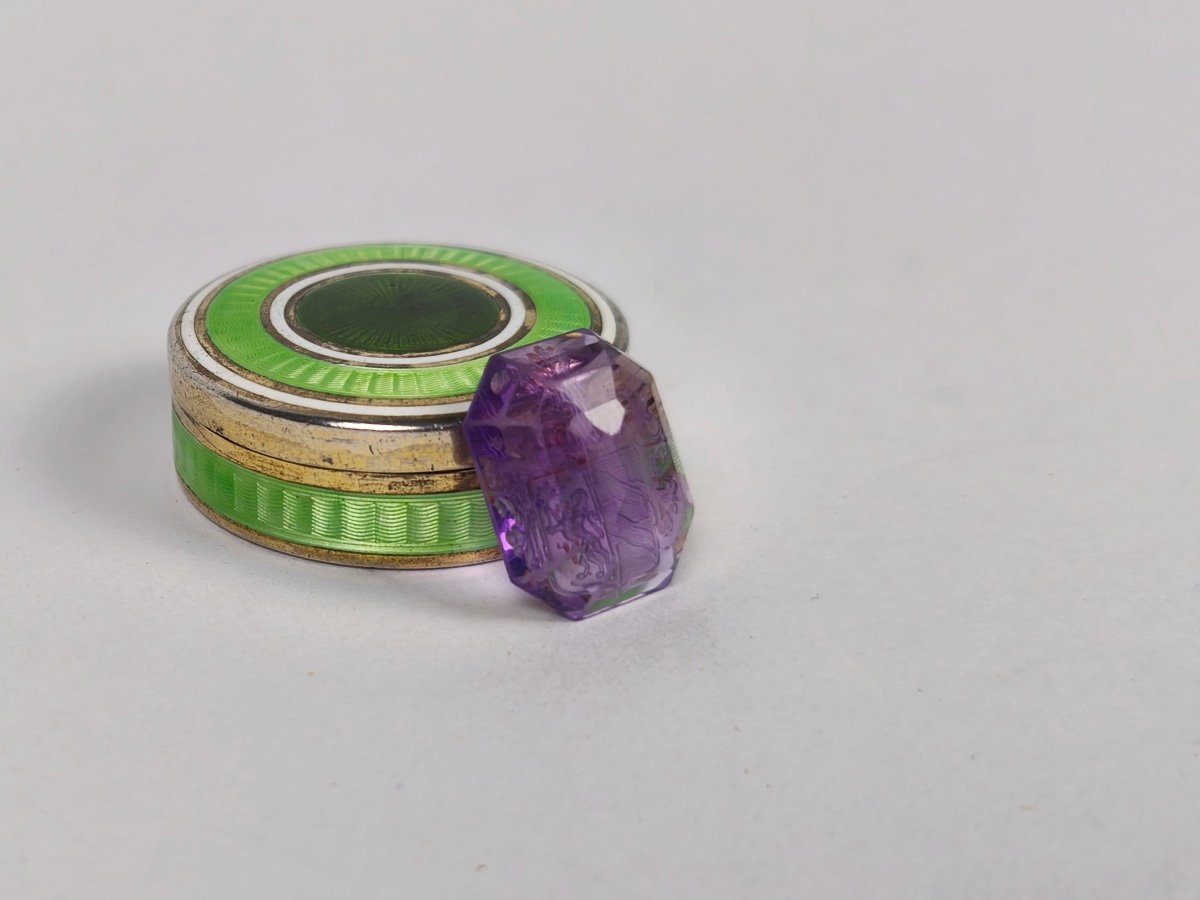Von Lagerström Family: Rare Seal Or Intaglio On Amethyst Engraved With Swedish Coat Of Arms. -photo-3