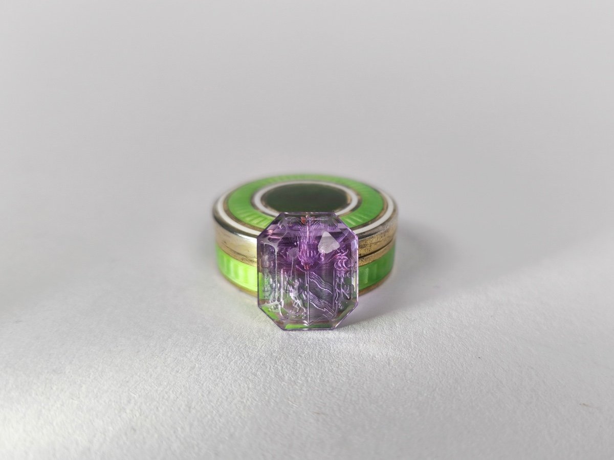 Von Lagerström Family: Rare Seal Or Intaglio On Amethyst Engraved With Swedish Coat Of Arms. -photo-2
