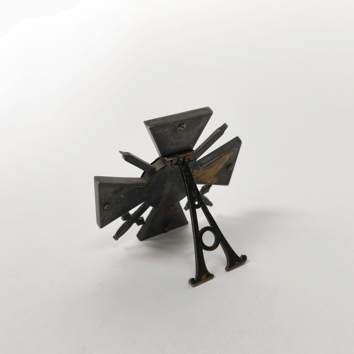 Militaria: War Cross Frame In Solid Silver, Vermeil & Enamel. Wwi World War I-photo-4