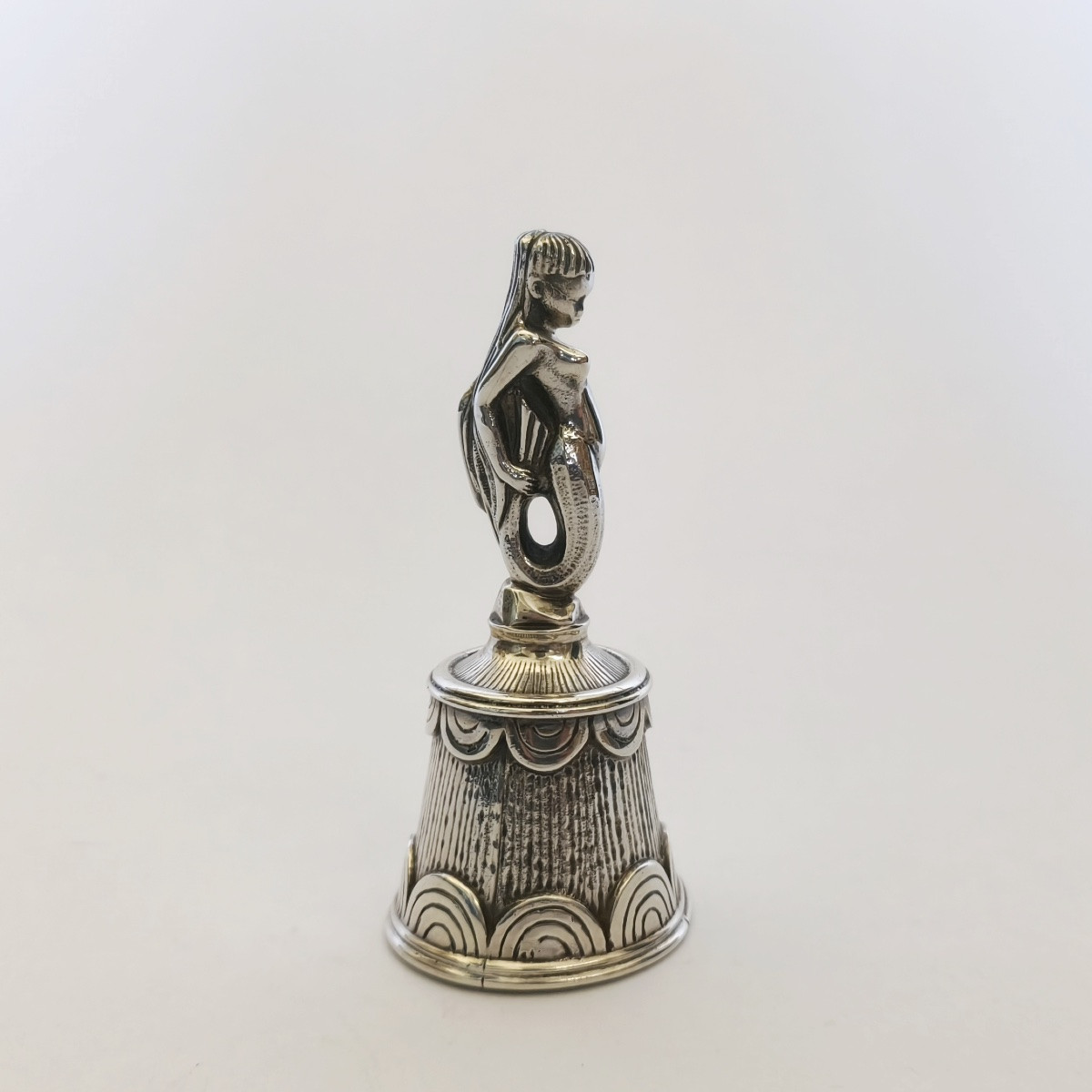 Heavy Table Bell / Handbell In Solid Silver, Mermaid Decor, Art Deco - Modernist-photo-1