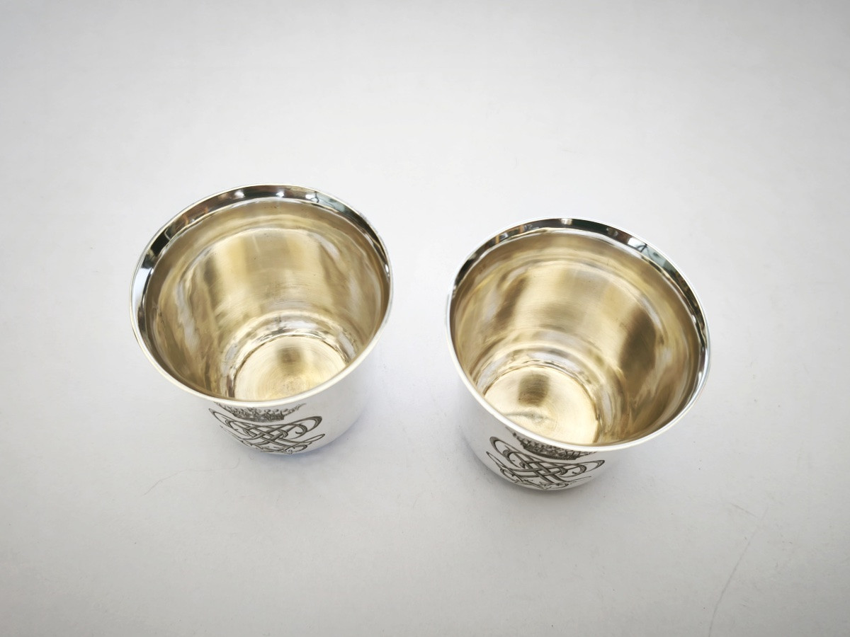Auger Suc. F-meurice: Pair Of Sterling Silver Hunting Timpani, Mavelot & Marquis Crown-photo-2