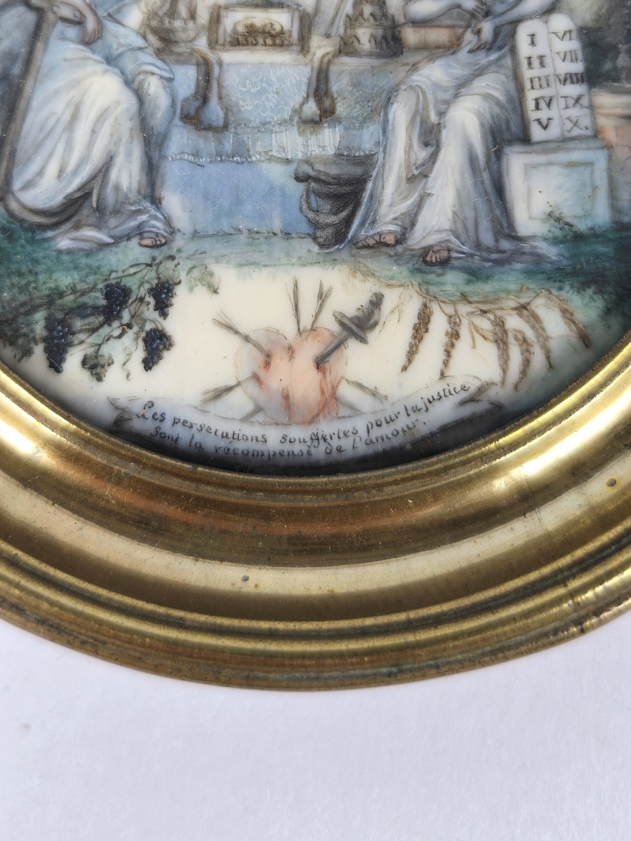 Peinture Miniature Allégorique Religieuse Contre Révolutionnaire XVIIIe - Révolution. Royaliste-photo-3