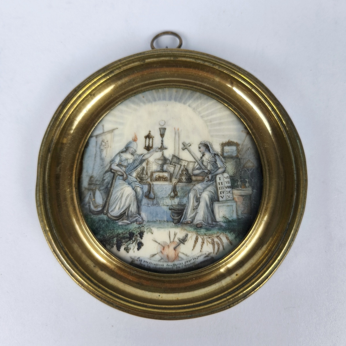 Peinture Miniature Allégorique Religieuse Contre Révolutionnaire XVIIIe - Révolution. Royaliste-photo-8