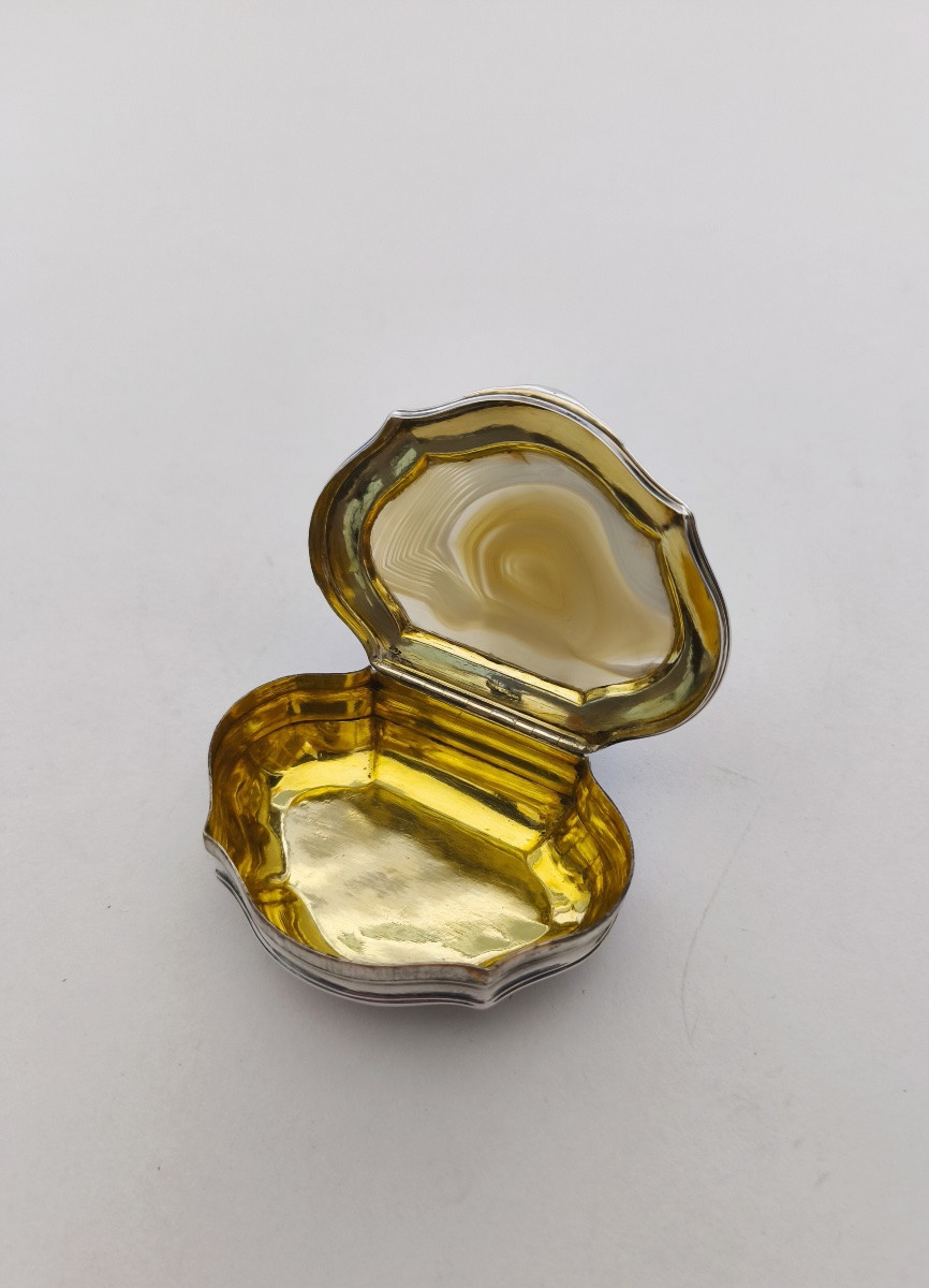  Silver And Agate Snuffbox, England, 18th Century. United Kingdom. George II Era.-photo-4