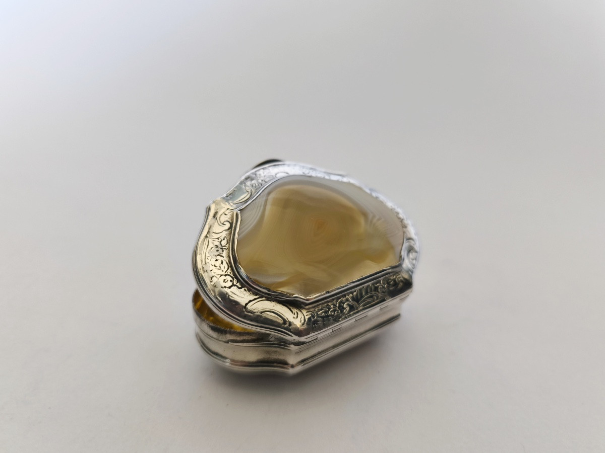  Silver And Agate Snuffbox, England, 18th Century. United Kingdom. George II Era.-photo-6